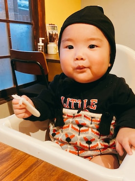 「アイテム（つなぎ/オールインワン）」を使った、omedetaさん（キッズ・100cm）の秋コーディネート