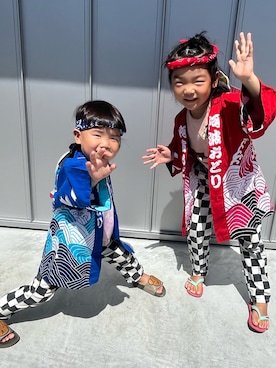 「アイテム（サンダル）」を使った、omedetaさん（キッズ・100cm）の秋コーディネート