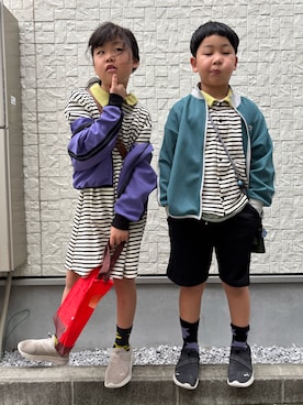 「アイテム（ブルゾン）」を使った、あかねくん&たっくんさん（キッズ・131cm）の秋コーディネート
