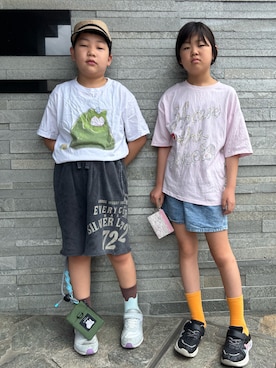 「H&M（エイチ・アンド・エム）のアイテム」を使った、あかねくん&たっくんさん（キッズ・135cm）の夏コーディネート