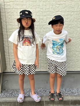 「アイテム（スカート）」を使った、あかねくん&たっくんさん（キッズ・129cm）の夏コーディネート