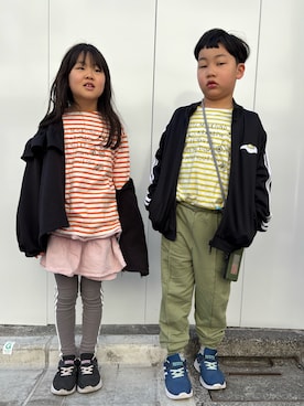 「pairmanon（ペアマノン）のアイテム」を使った、あかねくん&たっくんさん（キッズ・133cm）の冬コーディネート
