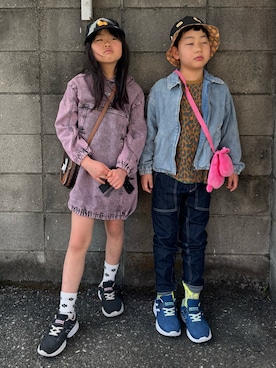 「BRANSHES（ブランシェス）のアイテム」を使った、あかねくん&たっくんさん（キッズ・133cm）の冬コーディネート