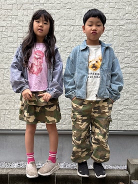 「アイテム（レッグウェア）」を使った、あかねくん&たっくんさん（キッズ・131cm）の秋コーディネート