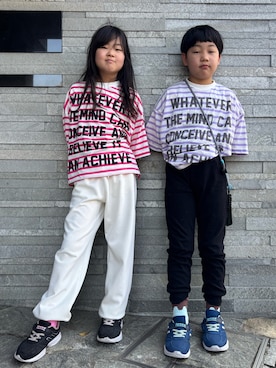 「BREEZE（ブリーズ）のアイテム」を使った、あかねくん&たっくんさん（キッズ・133cm）の春コーディネート