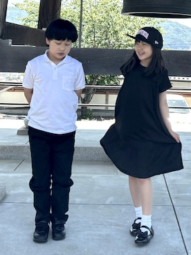 「CARROT（キャロット）の【MoonStar / ムーンスター 】　CR C2092　キャロット　ローファー　2E　通園　通学　フォーマル（ローファー、ブラック系）」を使った、あかねくん&たっくんさん（キッズ・135cm）の春コーディネート