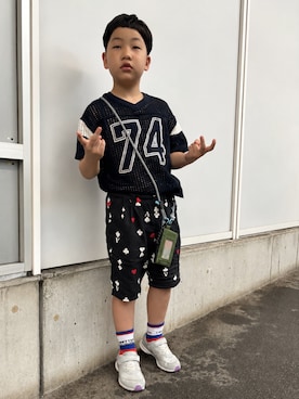 「MoonStar（ムーンスター）のアイテム」を使った、あかねくん&たっくんさん（キッズ・135cm）の夏コーディネート
