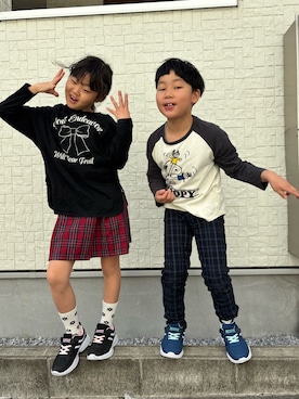 「アイテム（ソックス/靴下）」を使った、あかねくん&たっくんさん（キッズ・131cm）の秋コーディネート