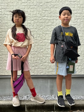 「アイテム（シューズ）」を使った、あかねくん&たっくんさん（キッズ・131cm）の秋コーディネート
