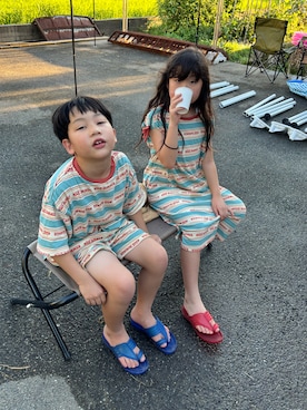 「アイテム（サンダル）」を使った、あかねくん&たっくんさん（キッズ・129cm）の夏コーディネート
