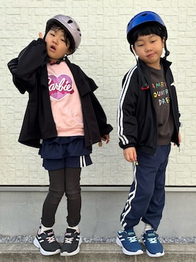 「アイテム（ジャージ）」を使った、あかねくん&たっくんさん（キッズ・131cm）の冬コーディネート