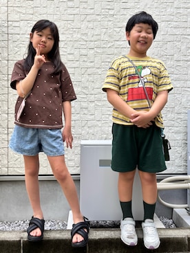 「H&M（エイチ・アンド・エム）のアイテム」を使った、あかねくん&たっくんさん（キッズ・135cm）の秋コーディネート