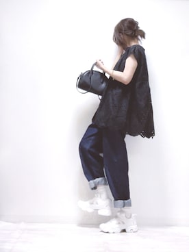 「ap retro（アプレトロ）のストレートデニムパンツ【ZOZO限定アイテム】（デニムパンツ）」を使った、norimamiさん（レディース・160cm）の夏コーディネート