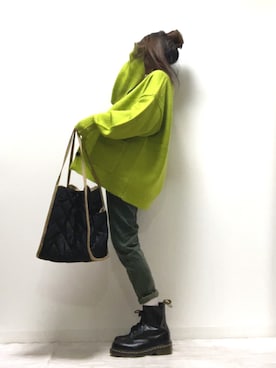 「モヘアカーディガン」｜「アイテム（その他）」を使った、norimamiさん（レディース・160cm）の秋コーディネート