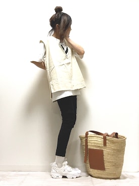 「UNIQLO（ユニクロ）のウルトラストレッチジーンズ（デニムパンツ）」を使った、norimamiさん（レディース・160cm）の夏コーディネート