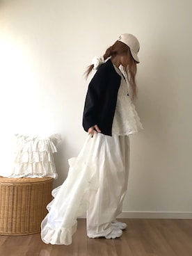 「アイテム（ノーカラージャケット）」を使った、norimamiさん（レディース・160cm）の秋コーディネート