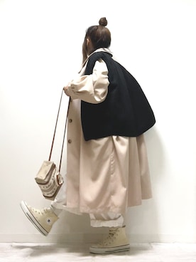 「ECRIRE（エクリール）のアイテム（ステンカラーコート）」を使った、norimamiさん（レディース・160cm）の秋コーディネート