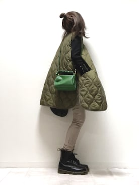 「Libra Cue（リブラ キュー）のアイテム（ステンカラーコート）」を使った、norimamiさん（レディース・160cm）の冬コーディネート