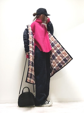 「MACKINTOSH PHILOSOPHY（ﾏｯｷﾝﾄｯｼｭ ﾌｨﾛｿﾌｨｰ）のアイテム（ノーカラーコート）」を使った、norimamiさん（レディース・160cm）の秋コーディネート