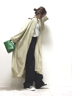 「ECRIRE（エクリール）のアイテム（ステンカラーコート）」を使った、norimamiさん（レディース・160cm）の冬コーディネート