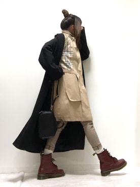 「ap retro（アプレトロ）のアイテム（チェスターコート）」を使った、norimamiさん（レディース・160cm）の冬コーディネート