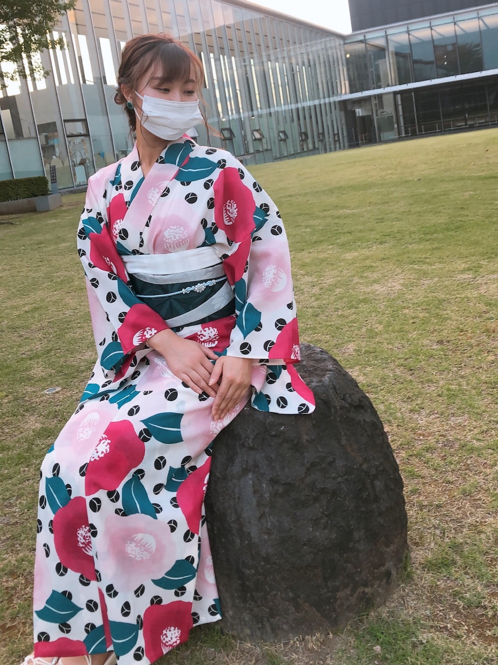 「浴衣、浴衣女子、お祭り、お祭りコーデ、花火大会、花火、夏の和物語」｜「ふりふのヘコ帯「ボーダーヘコ」（和装小物、ホワイト系）」を使った、yuyuさん（レディース・154cm）の秋コーディネートの1枚目の写真