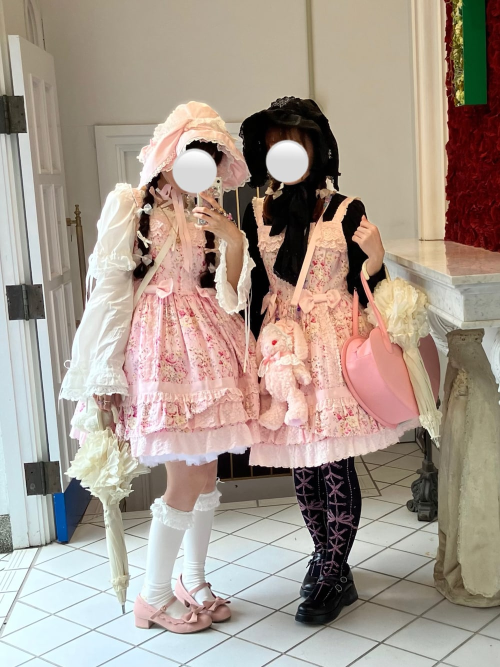 「ロリータ、ロリィタ、甘ロリ、黒×ピンク」｜「axes femme kawaiiのアイテム（パンプス、ピンク系）」を使った、ララさん（レディース・157cm）の夏コーディネートの1枚目の写真