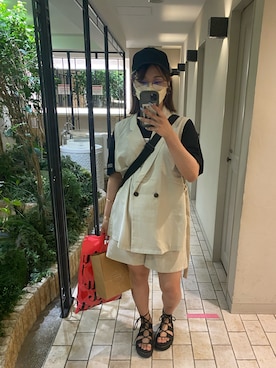 「OLIVE des OLIVE（オリーブデオリーブ）のアイテム（セットアップ）」を使った、マカロニさん（レディース・160cm）の夏コーディネート