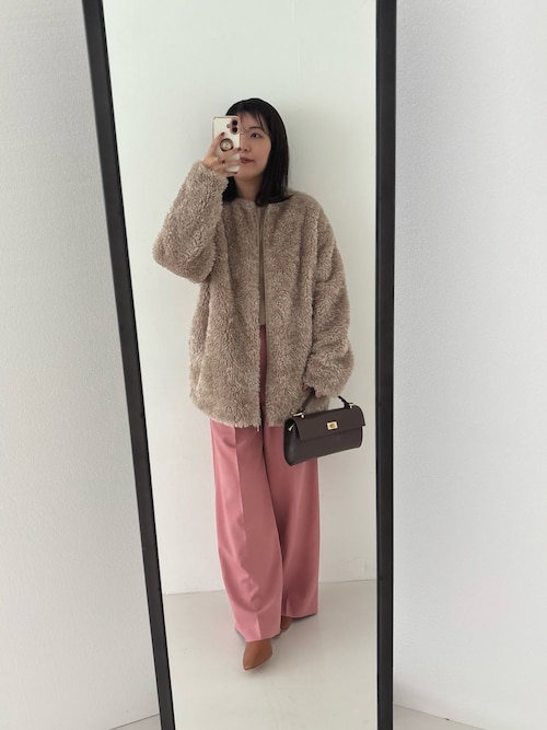 LOHEN リバーZIPブルゾン　アイボリー ノーカラー ジャケット アウター LOHEN リバーZIPブルゾン アイボリー ノーカラー ジャケット アウター