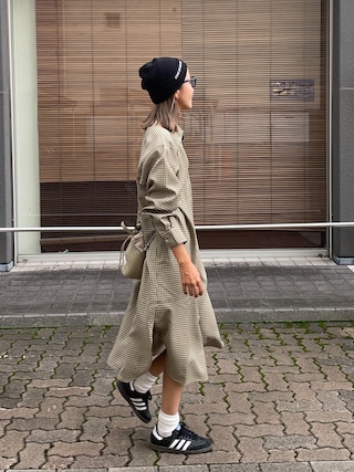 美品 STYLE04 ボタンダウンロングシャツドレス ワンピース 2023SS 160番プレミアムラミー シャツドレス（2806OK04