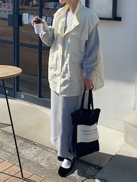 「スウェットワンピース」｜「アイテム（トートバッグ）」を使った、りょんさん（レディース・165cm）の冬コーディネート