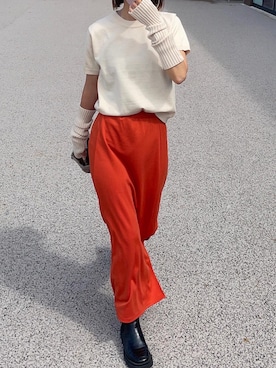 「オレンジスカート」｜「アイテム（ブーツ）」を使った、りょんさん（レディース・165cm）の夏コーディネート