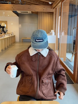 「アイテム（ムートンコート）」を使った、りょんさん（レディース・165cm）の秋コーディネート