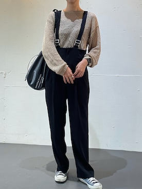 「beautiful people」｜「アイテム（オールインワン・サロペット）」を使った、りょんさん（レディース・165cm）の秋コーディネート