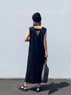 「ANGIE（アンジー）のリネンタッチVネックワンピース（ワンピース）」を使った、りょんさん（レディース・165cm）の夏コーディネート