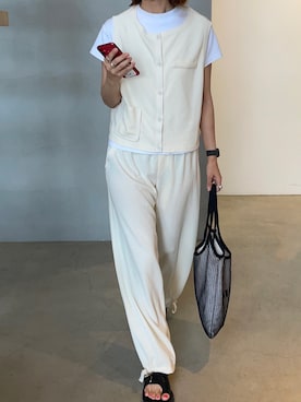 「ベストコーデ」｜「アイテム（スウェットパンツ）」を使った、りょんさん（レディース・165cm）の夏コーディネート