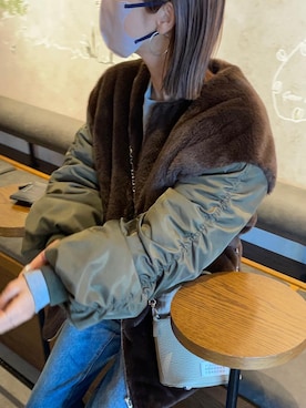 「ベストコーデ」｜「アイテム（ミリタリージャケット）」を使った、りょんさん（レディース・165cm）の冬コーディネート