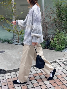 「WEGO（ウィゴー）のWEGO/ワイドシェフパンツ（チノパンツ）」を使った、りょんさん（レディース・165cm）の秋コーディネート