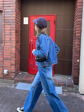 「コンバース ハイカット」｜「アイテム（キャップ）」を使った、りょんさん（レディース・165cm）の冬コーディネート