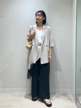「GALLARDAGALANTE（ガリャルダガランテ）のネックカフ（チョーカー、ゴールド系）」を使った、momoka ikedaさん（レディース・157cm）の夏コーディネート