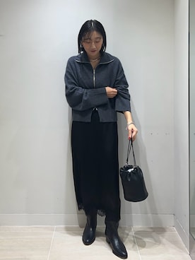 「アイテム（チョーカー、シルバー系）」を使った、momoka ikedaさん（レディース・157cm）の秋コーディネート