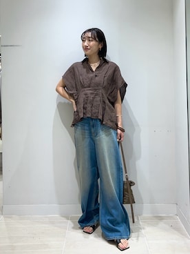 「GALLARDAGALANTE（ガリャルダガランテ）のネックカフ（チョーカー、ゴールド系）」を使った、momoka ikedaさん（レディース・157cm）の夏コーディネート