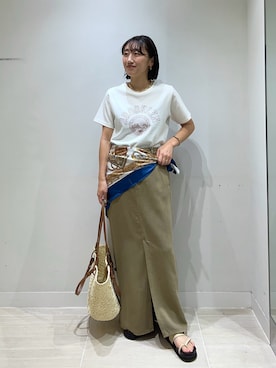 「GALLARDAGALANTE（ガリャルダガランテ）のネックカフ（チョーカー、ゴールド系）」を使った、momoka ikedaさん（レディース・157cm）の夏コーディネート