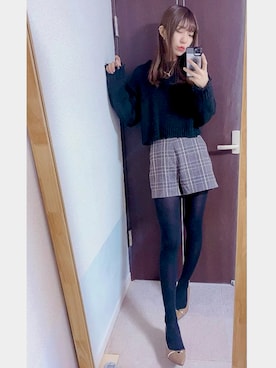 「ショート丈トップス」｜「アイテム（PC・スマホグッズ/家電）」を使った、⊿mey さん（レディース・169cm）の冬コーディネート