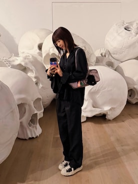 「黒パンツ」｜⊿mey さん（レディース・169cm）の春コーディネート