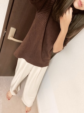 「ブラウンニット」｜「アイテム（パンツ）」を使った、⊿mey さん（レディース・169cm）の冬コーディネート
