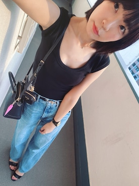 「AZUL by moussy（アズールバイマウジー）のアイテム」を使った、⊿mey さん（レディース・169cm）の夏コーディネート