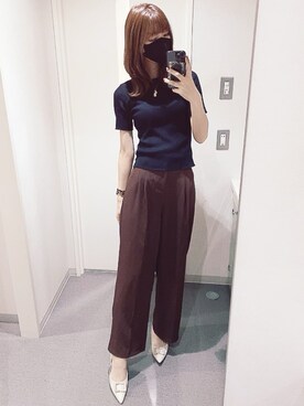 「センタープレスパンツ」｜「アイテム（腕時計）」を使った、⊿mey さん（レディース・169cm）の春コーディネート