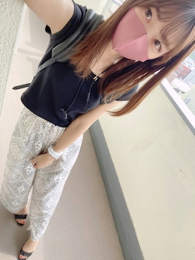 「ショート丈トップス」｜「アイテム（アナログ腕時計）」を使った、⊿mey さん（レディース・169cm）の夏コーディネート