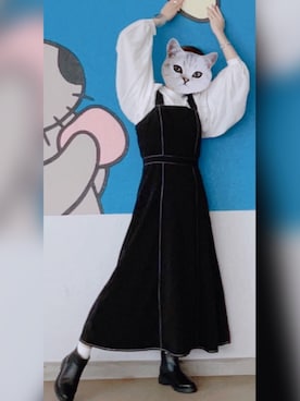 「one after another NICE CLAUP（ワンアフターアナザーナイスクラップ）のアイテム（ジャンパースカート）」を使った、けろさん（レディース・150cm）の夏コーディネート